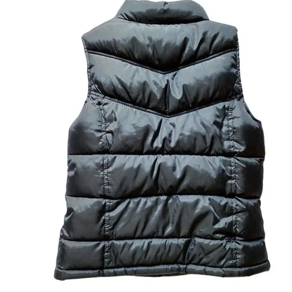 Old Navy Black Full Zip Puffer Vest with Pockets Youth Medium